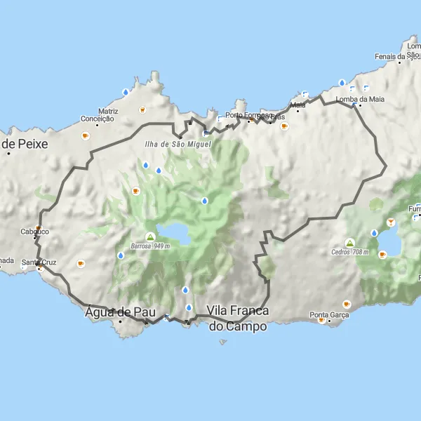 Miniatura do mapa de inspiração para ciclismo "Rota Panorâmica de São Miguel" em Região Autónoma dos Açores, Portugal. Gerado pelo planejador de rotas de ciclismo Tarmacs.app