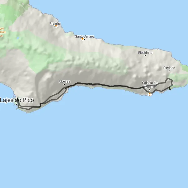 Miniatura do mapa de inspiração para ciclismo "Volta a Santa Cruz" em Região Autónoma dos Açores, Portugal. Gerado pelo planejador de rotas de ciclismo Tarmacs.app
