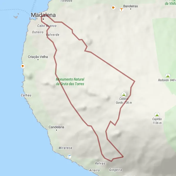 Miniatura do mapa de inspiração para ciclismo "Exploração das Sete Cidades" em Região Autónoma dos Açores, Portugal. Gerado pelo planejador de rotas de ciclismo Tarmacs.app