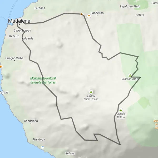 Miniatura do mapa de inspiração para ciclismo "Circuito da Montanha de Redondo" em Região Autónoma dos Açores, Portugal. Gerado pelo planejador de rotas de ciclismo Tarmacs.app