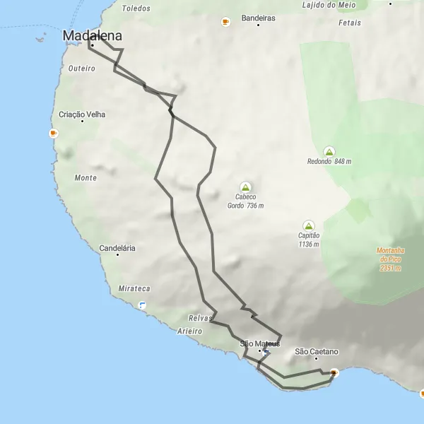 Miniatura do mapa de inspiração para ciclismo "Rota do Parque Padre Joaquim Vieira da Rosa" em Região Autónoma dos Açores, Portugal. Gerado pelo planejador de rotas de ciclismo Tarmacs.app