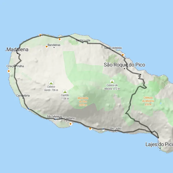 Miniatura do mapa de inspiração para ciclismo "Rota do Pico" em Região Autónoma dos Açores, Portugal. Gerado pelo planejador de rotas de ciclismo Tarmacs.app