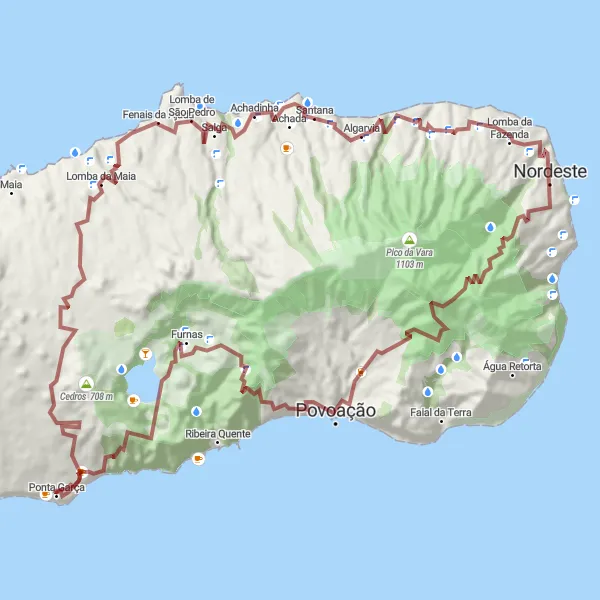 Miniatura do mapa de inspiração para ciclismo "Rota de Ciclismo de Gravel Ponta Garça" em Região Autónoma dos Açores, Portugal. Gerado pelo planejador de rotas de ciclismo Tarmacs.app