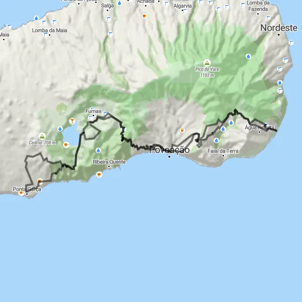 Miniatura do mapa de inspiração para ciclismo "Rota das Miradouros" em Região Autónoma dos Açores, Portugal. Gerado pelo planejador de rotas de ciclismo Tarmacs.app