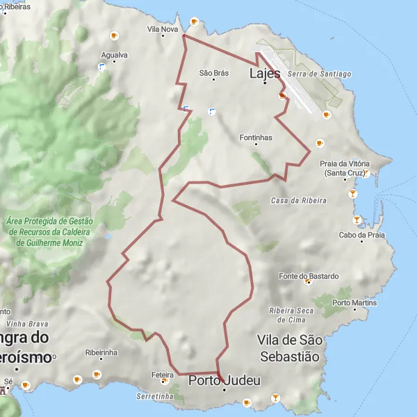 Miniatura do mapa de inspiração para ciclismo "Mistérios da Ilha Terceira" em Região Autónoma dos Açores, Portugal. Gerado pelo planejador de rotas de ciclismo Tarmacs.app