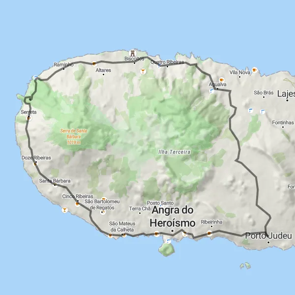 Miniatura do mapa de inspiração para ciclismo "Circuito Cenário Panorâmico" em Região Autónoma dos Açores, Portugal. Gerado pelo planejador de rotas de ciclismo Tarmacs.app