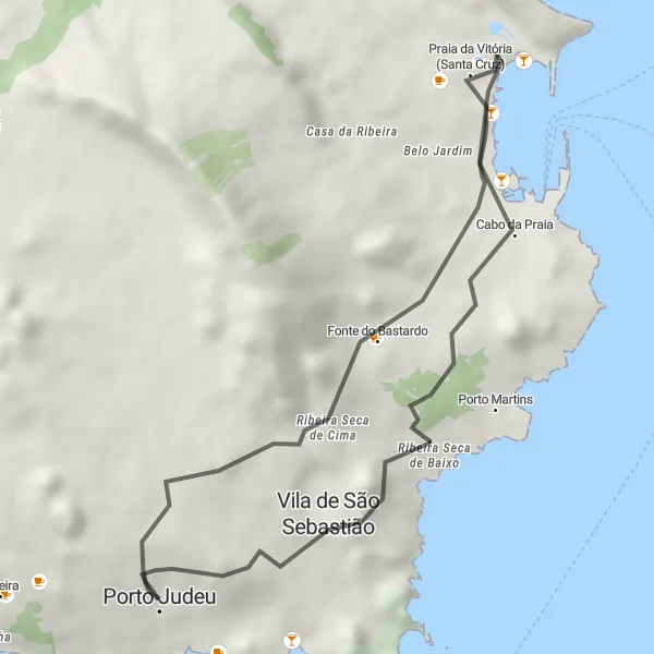 Miniatura do mapa de inspiração para ciclismo "Rota da Ilha Terceira" em Região Autónoma dos Açores, Portugal. Gerado pelo planejador de rotas de ciclismo Tarmacs.app