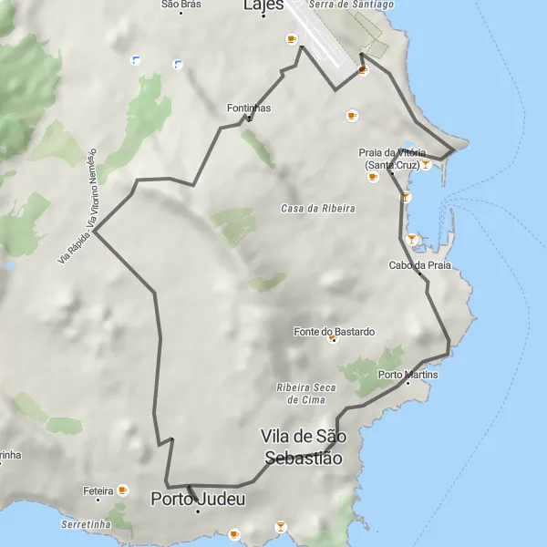 Miniatura do mapa de inspiração para ciclismo "Caminho da Costa" em Região Autónoma dos Açores, Portugal. Gerado pelo planejador de rotas de ciclismo Tarmacs.app