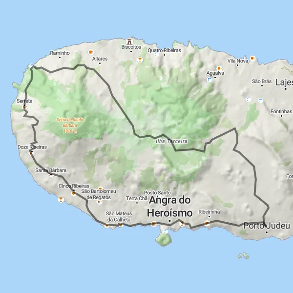 Miniatura do mapa de inspiração para ciclismo "Volta pela Natureza" em Região Autónoma dos Açores, Portugal. Gerado pelo planejador de rotas de ciclismo Tarmacs.app