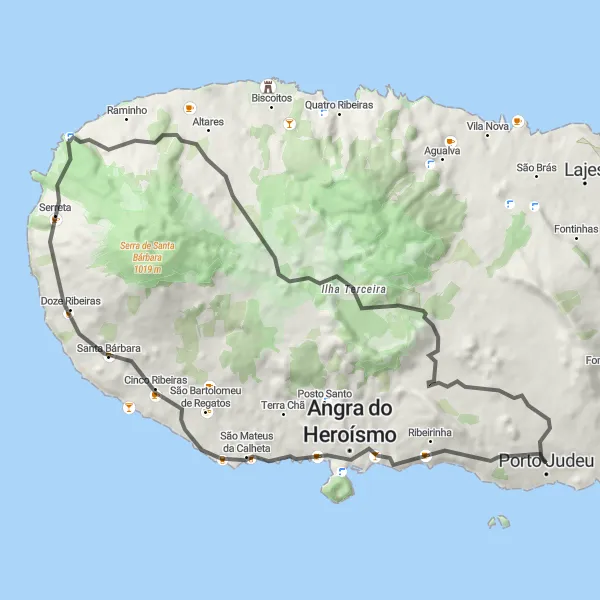 Miniatura do mapa de inspiração para ciclismo "Rota da Costa" em Região Autónoma dos Açores, Portugal. Gerado pelo planejador de rotas de ciclismo Tarmacs.app
