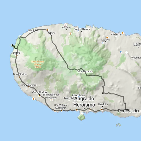 Miniatura do mapa de inspiração para ciclismo "Caminho Histórico" em Região Autónoma dos Açores, Portugal. Gerado pelo planejador de rotas de ciclismo Tarmacs.app