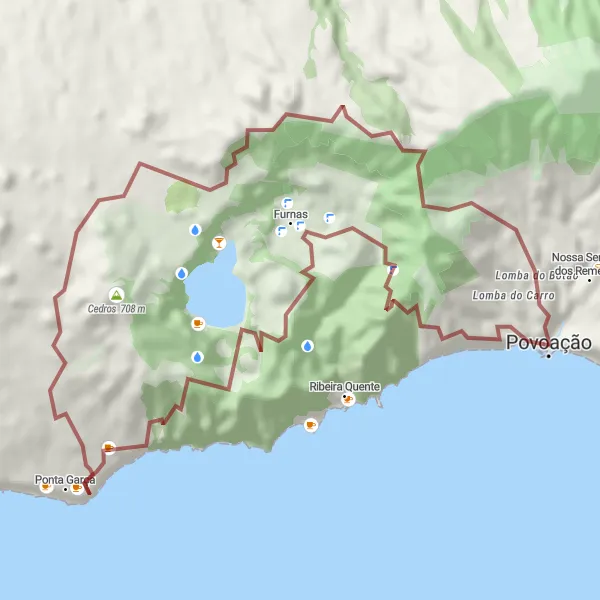 Miniatura do mapa de inspiração para ciclismo "Trilho da Miragem" em Região Autónoma dos Açores, Portugal. Gerado pelo planejador de rotas de ciclismo Tarmacs.app