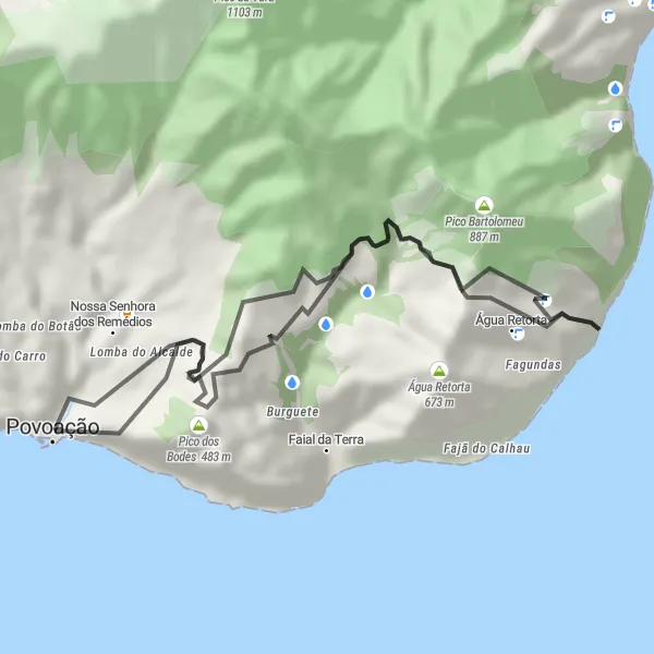 Miniatura do mapa de inspiração para ciclismo "Caminho da Natureza" em Região Autónoma dos Açores, Portugal. Gerado pelo planejador de rotas de ciclismo Tarmacs.app
