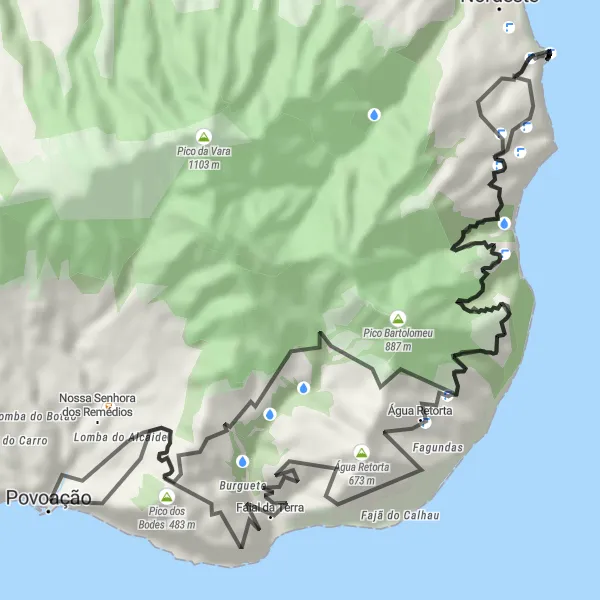 Miniatura do mapa de inspiração para ciclismo "Rota das Paisagens" em Região Autónoma dos Açores, Portugal. Gerado pelo planejador de rotas de ciclismo Tarmacs.app