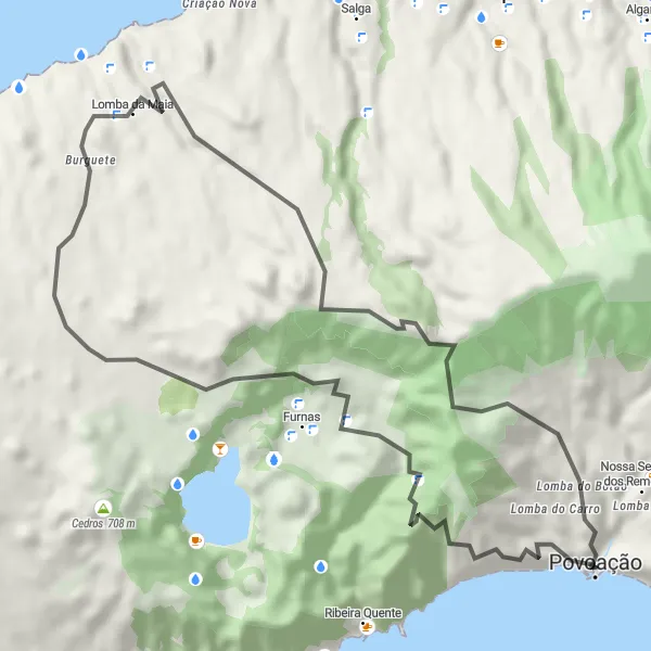 Miniatura do mapa de inspiração para ciclismo "Volta pelas Encostas dos Açores" em Região Autónoma dos Açores, Portugal. Gerado pelo planejador de rotas de ciclismo Tarmacs.app