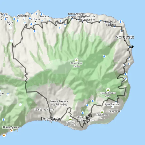 Miniatura do mapa de inspiração para ciclismo "Rota Cénica dos Miradouros Açorianos" em Região Autónoma dos Açores, Portugal. Gerado pelo planejador de rotas de ciclismo Tarmacs.app