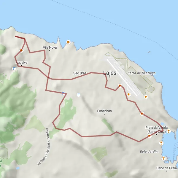Miniatura do mapa de inspiração para ciclismo "Descoberta da Natureza" em Região Autónoma dos Açores, Portugal. Gerado pelo planejador de rotas de ciclismo Tarmacs.app