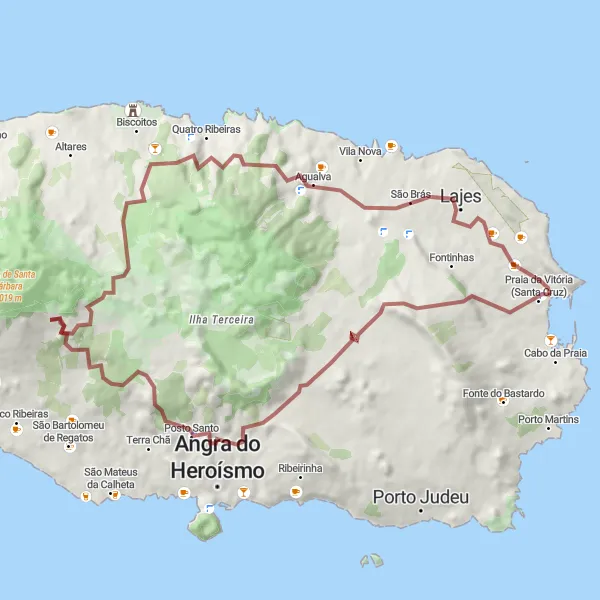Miniatura do mapa de inspiração para ciclismo "Rota de Ciclismo Gravel partir de Praia da Vitória" em Região Autónoma dos Açores, Portugal. Gerado pelo planejador de rotas de ciclismo Tarmacs.app