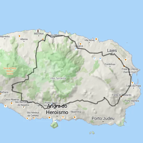 Miniatura do mapa de inspiração para ciclismo "Exploração da Costa Norte" em Região Autónoma dos Açores, Portugal. Gerado pelo planejador de rotas de ciclismo Tarmacs.app