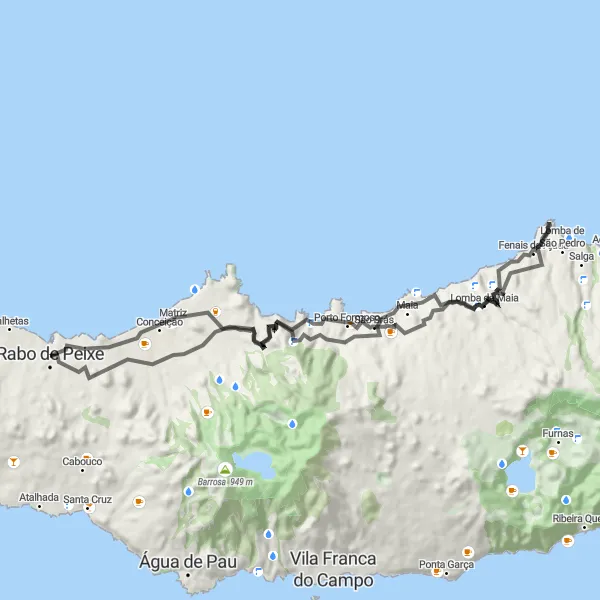 Miniatura do mapa de inspiração para ciclismo "Rota da Natureza" em Região Autónoma dos Açores, Portugal. Gerado pelo planejador de rotas de ciclismo Tarmacs.app
