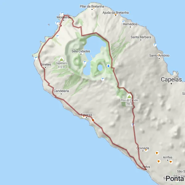 Miniatura do mapa de inspiração para ciclismo "Miradouros e Lagoas da Ilha" em Região Autónoma dos Açores, Portugal. Gerado pelo planejador de rotas de ciclismo Tarmacs.app
