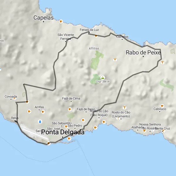 Miniatura do mapa de inspiração para ciclismo "Rota Rural e Miradouros" em Região Autónoma dos Açores, Portugal. Gerado pelo planejador de rotas de ciclismo Tarmacs.app