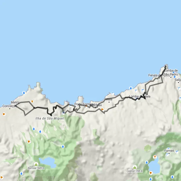 Miniatura do mapa de inspiração para ciclismo "Circuito do Norte de São Miguel" em Região Autónoma dos Açores, Portugal. Gerado pelo planejador de rotas de ciclismo Tarmacs.app