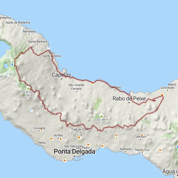 Miniatura do mapa de inspiração para ciclismo "Exploração das Trilhas de São Miguel" em Região Autónoma dos Açores, Portugal. Gerado pelo planejador de rotas de ciclismo Tarmacs.app