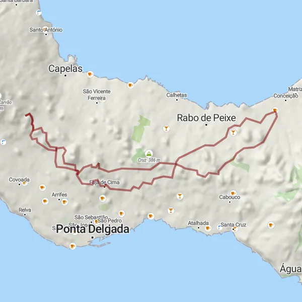 Miniatura do mapa de inspiração para ciclismo "Aventura pela Natureza de São Miguel" em Região Autónoma dos Açores, Portugal. Gerado pelo planejador de rotas de ciclismo Tarmacs.app