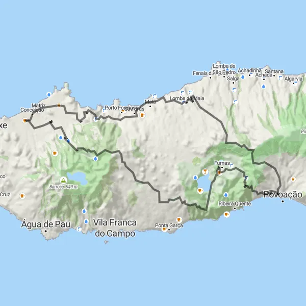 Miniatura do mapa de inspiração para ciclismo "Caminho panorâmico ao redor de Ribeira Seca" em Região Autónoma dos Açores, Portugal. Gerado pelo planejador de rotas de ciclismo Tarmacs.app