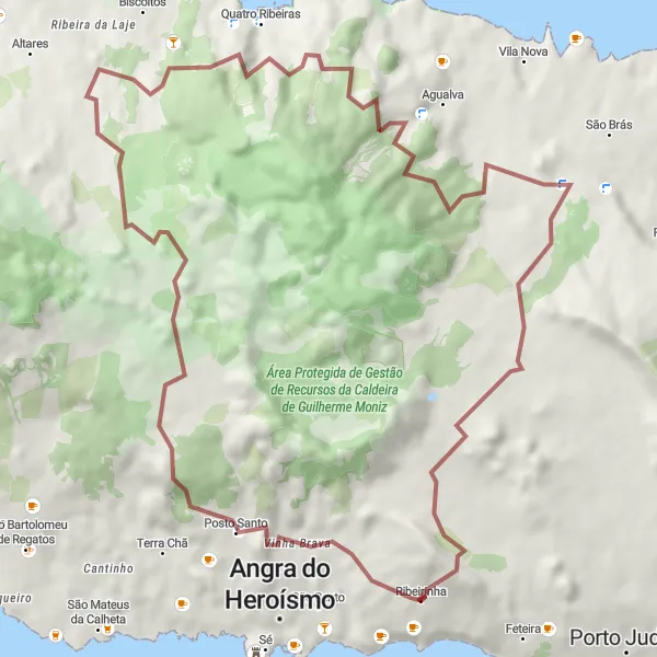 Miniatura do mapa de inspiração para ciclismo "Aventura Gravel por Ribeirinha" em Região Autónoma dos Açores, Portugal. Gerado pelo planejador de rotas de ciclismo Tarmacs.app