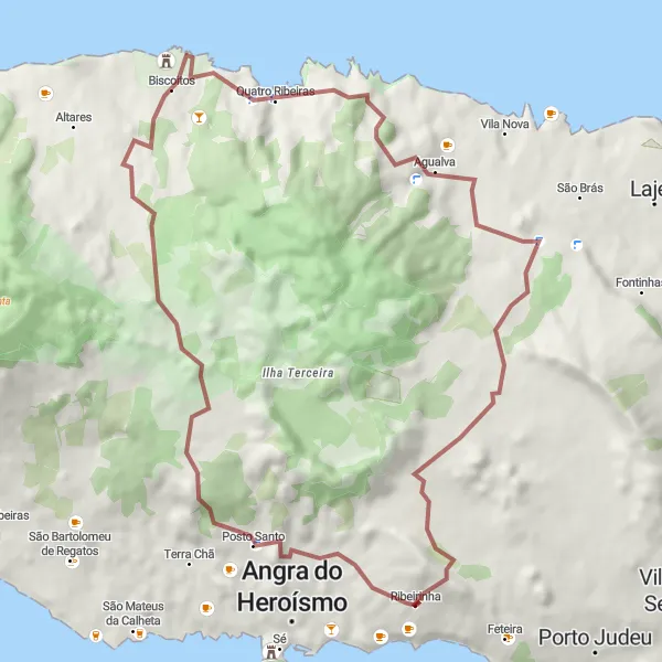 Miniatura do mapa de inspiração para ciclismo "Rota dos Miradouros da Serra" em Região Autónoma dos Açores, Portugal. Gerado pelo planejador de rotas de ciclismo Tarmacs.app