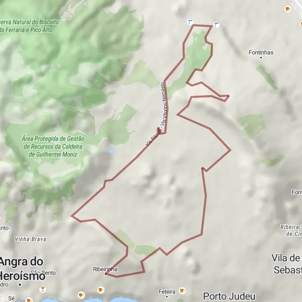 Miniatura do mapa de inspiração para ciclismo "Rota Aventura na Serra" em Região Autónoma dos Açores, Portugal. Gerado pelo planejador de rotas de ciclismo Tarmacs.app