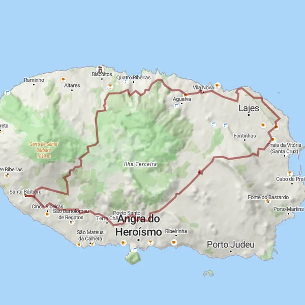 Miniatura do mapa de inspiração para ciclismo "Caminho da Serra de Santiago" em Região Autónoma dos Açores, Portugal. Gerado pelo planejador de rotas de ciclismo Tarmacs.app