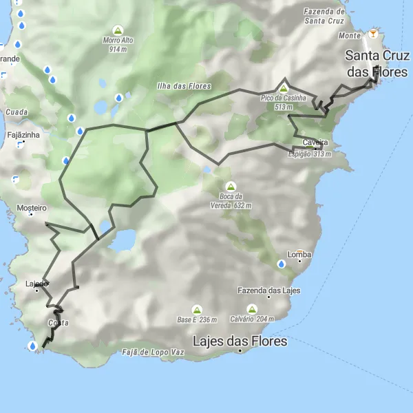 Miniatura do mapa de inspiração para ciclismo "Rota de Ciclismo do Monte das Cruzes" em Região Autónoma dos Açores, Portugal. Gerado pelo planejador de rotas de ciclismo Tarmacs.app