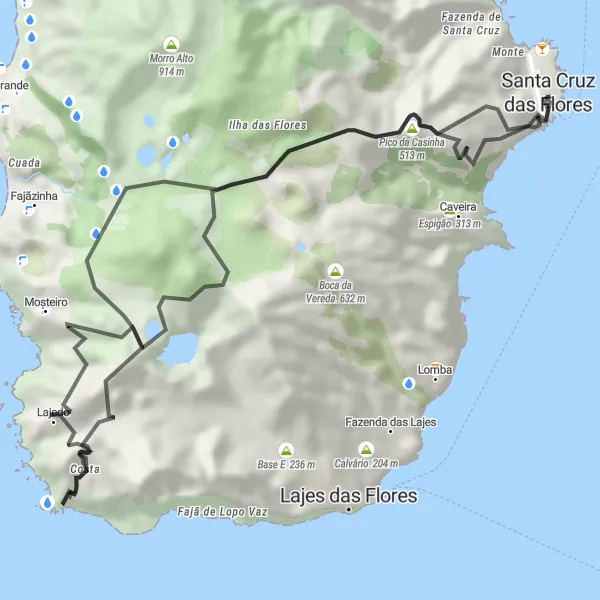 Miniatura do mapa de inspiração para ciclismo "Rota da Costa" em Região Autónoma dos Açores, Portugal. Gerado pelo planejador de rotas de ciclismo Tarmacs.app