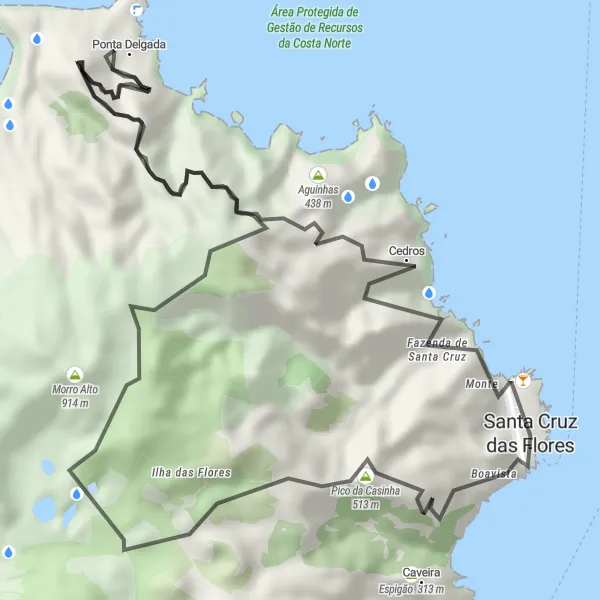 Miniatura do mapa de inspiração para ciclismo "Circuito da Aventura" em Região Autónoma dos Açores, Portugal. Gerado pelo planejador de rotas de ciclismo Tarmacs.app