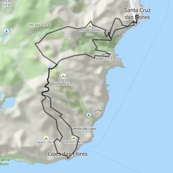 Miniatura do mapa de inspiração para ciclismo "Rota das Flores" em Região Autónoma dos Açores, Portugal. Gerado pelo planejador de rotas de ciclismo Tarmacs.app