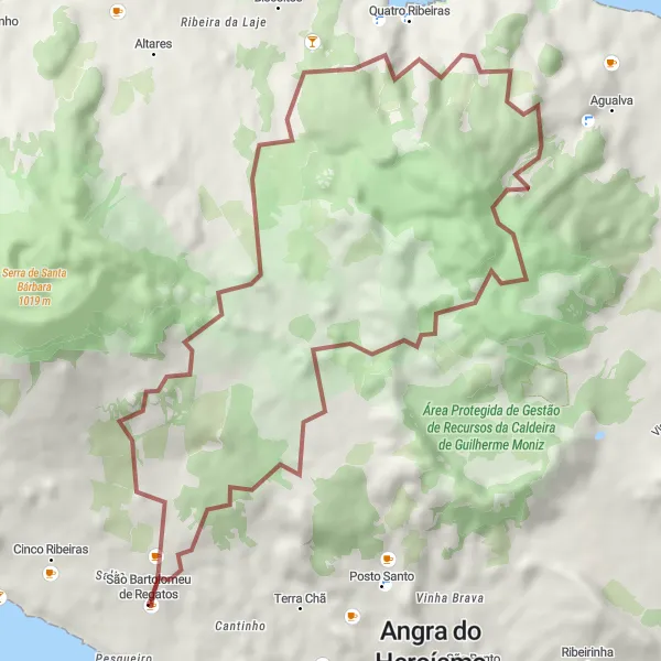 Miniatura do mapa de inspiração para ciclismo "Trilho dos Vulcões de São Bartolomeu" em Região Autónoma dos Açores, Portugal. Gerado pelo planejador de rotas de ciclismo Tarmacs.app