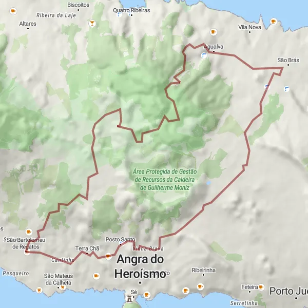 Miniatura do mapa de inspiração para ciclismo "Caminho dos Miradouros de São Bartolomeu" em Região Autónoma dos Açores, Portugal. Gerado pelo planejador de rotas de ciclismo Tarmacs.app