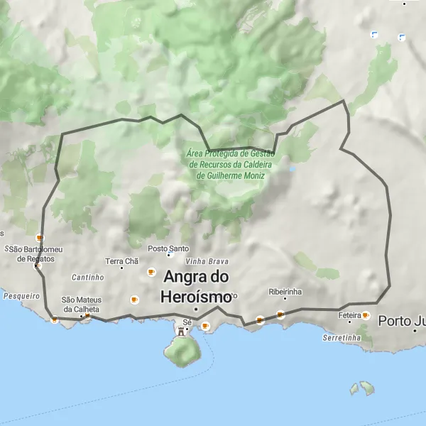 Miniatura do mapa de inspiração para ciclismo "Circuito da Costa Norte" em Região Autónoma dos Açores, Portugal. Gerado pelo planejador de rotas de ciclismo Tarmacs.app