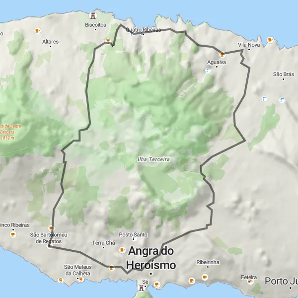 Miniatura do mapa de inspiração para ciclismo "Rota Road dos Miradouros" em Região Autónoma dos Açores, Portugal. Gerado pelo planejador de rotas de ciclismo Tarmacs.app