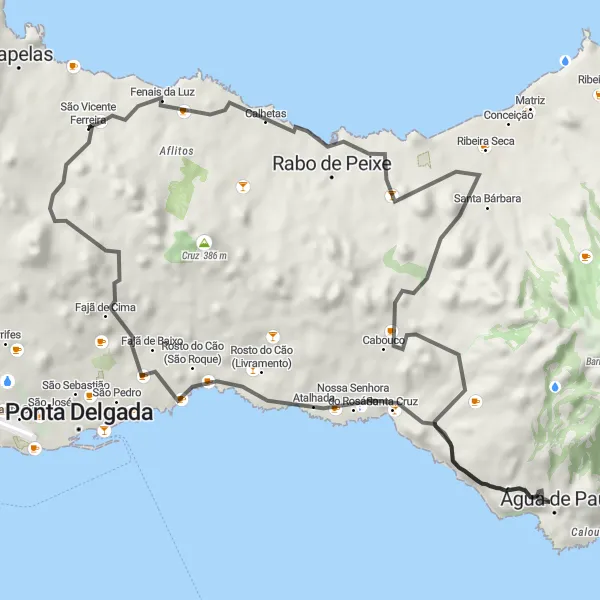 Miniatura do mapa de inspiração para ciclismo "Circuito das Sete Cidades" em Região Autónoma dos Açores, Portugal. Gerado pelo planejador de rotas de ciclismo Tarmacs.app