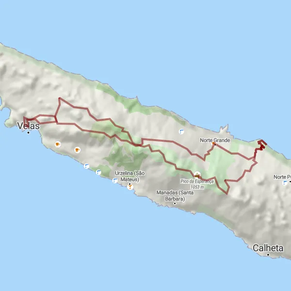 Miniatura do mapa de inspiração para ciclismo "Rota Gravel da Norte Grande" em Região Autónoma dos Açores, Portugal. Gerado pelo planejador de rotas de ciclismo Tarmacs.app