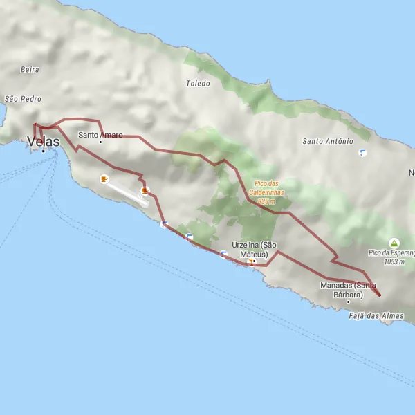 Miniatura do mapa de inspiração para ciclismo "Rotas de Gravel pelos Açores" em Região Autónoma dos Açores, Portugal. Gerado pelo planejador de rotas de ciclismo Tarmacs.app