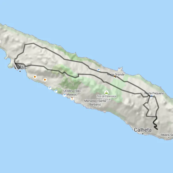 Miniatura do mapa de inspiração para ciclismo "Desafio Rodo-Ferradura" em Região Autónoma dos Açores, Portugal. Gerado pelo planejador de rotas de ciclismo Tarmacs.app