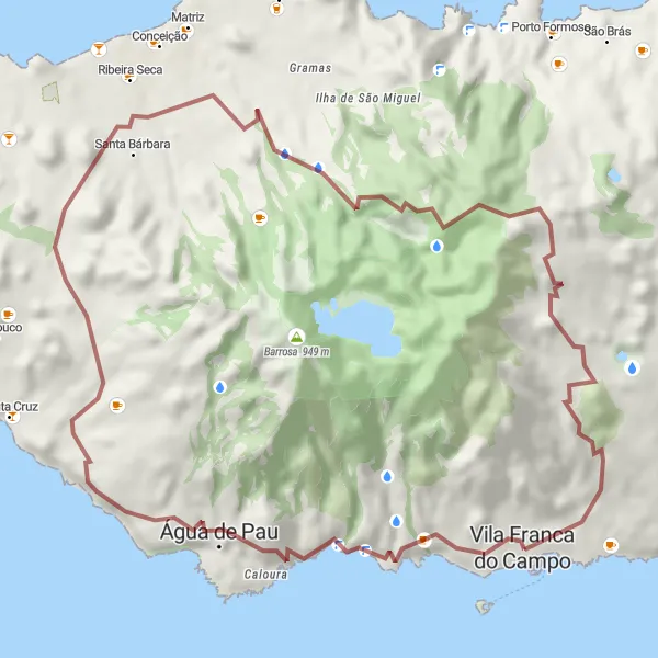 Miniatura do mapa de inspiração para ciclismo "Aventura off-road em São Miguel" em Região Autónoma dos Açores, Portugal. Gerado pelo planejador de rotas de ciclismo Tarmacs.app