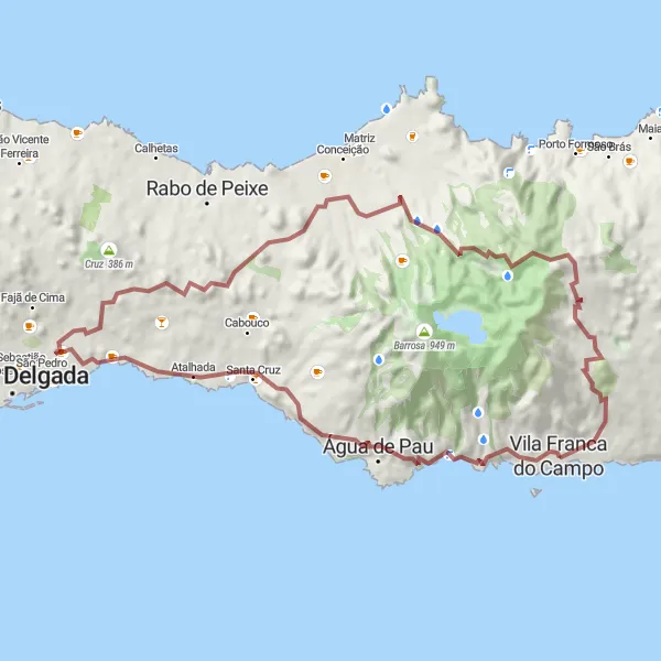Miniatura do mapa de inspiração para ciclismo "Roteiro pela natureza de São Miguel" em Região Autónoma dos Açores, Portugal. Gerado pelo planejador de rotas de ciclismo Tarmacs.app