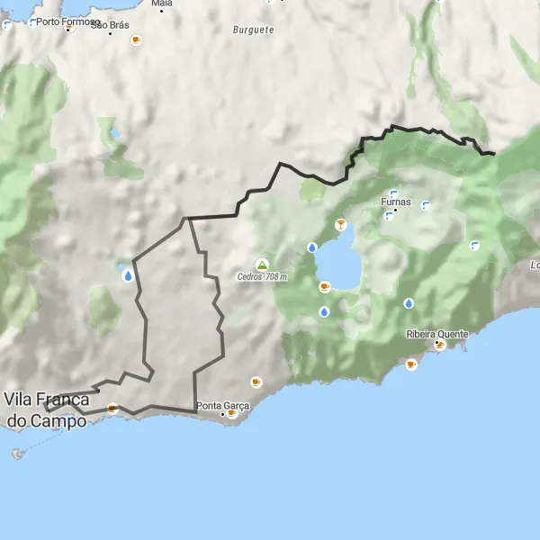 Miniatura do mapa de inspiração para ciclismo "Senhora da Paz Circuit" em Região Autónoma dos Açores, Portugal. Gerado pelo planejador de rotas de ciclismo Tarmacs.app