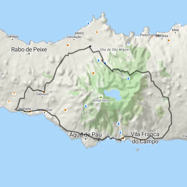 Miniatura do mapa de inspiração para ciclismo "Ribeira Chã Adventure" em Região Autónoma dos Açores, Portugal. Gerado pelo planejador de rotas de ciclismo Tarmacs.app
